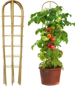5 Pack 4 Feet U-Shape Bamboo Trellis, Natural Bamboo Trellis for Climbing Plants, Vegetables, Cucumber, Tomato, Outdoor and Indoor Potted Plants