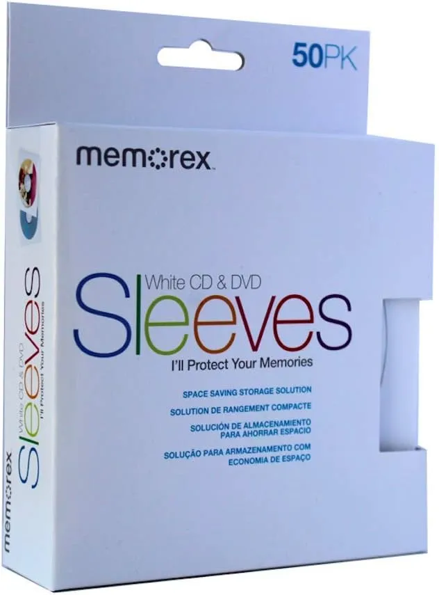 500pcs Memorex CD/DVD Sleeves Paper with Window Back Cut With Flap (50X 10 Pack)