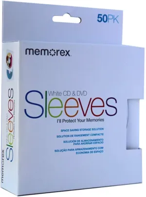 500pcs Memorex CD/DVD Sleeves Paper with Window Back Cut With Flap (50X 10 Pack)