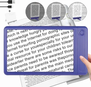 5X Magnifying Glass with Light and Stand 43 Ultra-Bright LEDs, Full Page Magnifying Glass, Hands Free Magnifier Ideal for Reading, Seniors, Low Vision, Elderly, Book Lovers, and Screen Viewing