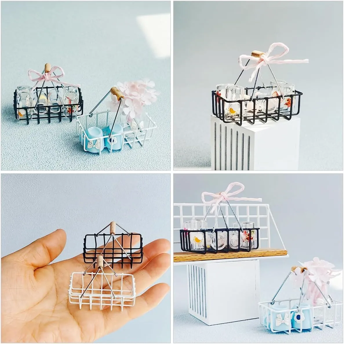6pcs Miniature Basket Models Dollhouse Decor for Mini House Furniture Inspires Creativity and Imagination Strengthens Hand-Eye Coordination for Home Decoration