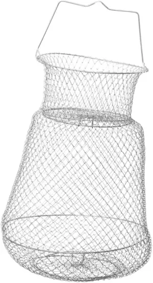 72cm Zinc-Plated Iron Wire Mesh Folding Fish Basket for Lake Fishing 1.5cm Holes No Small Fish Lightweight
