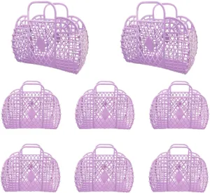 8 Pcs Plastic Jelly Basket Purse Bags Beach Bag