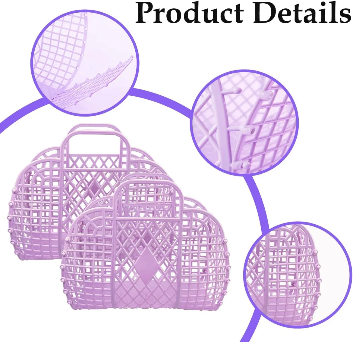 8 Pcs Plastic Jelly Basket Purse Bags Beach Bag