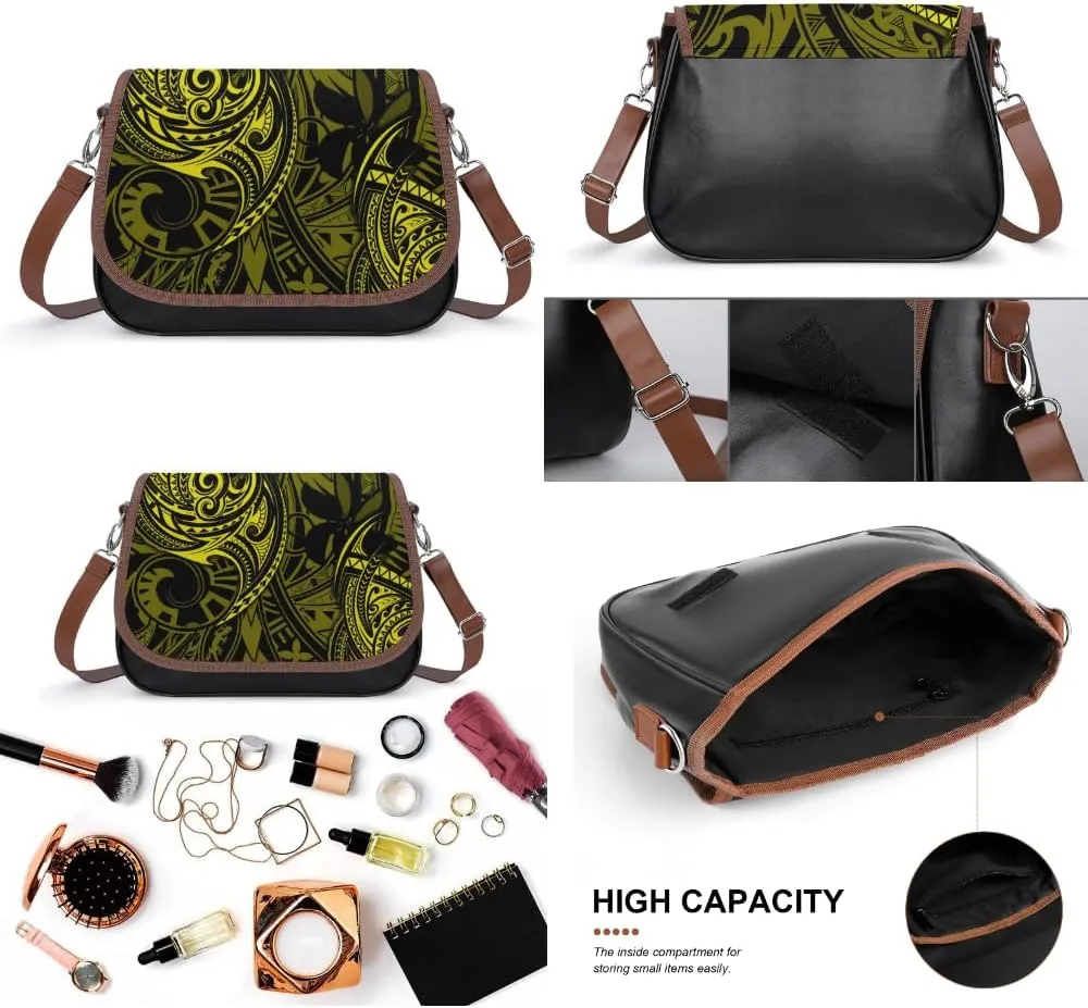 A Polynesian Patterned Floral Print Custom-Made Crossbody Bag For Women, A Versatile Bag For Work And Travel
