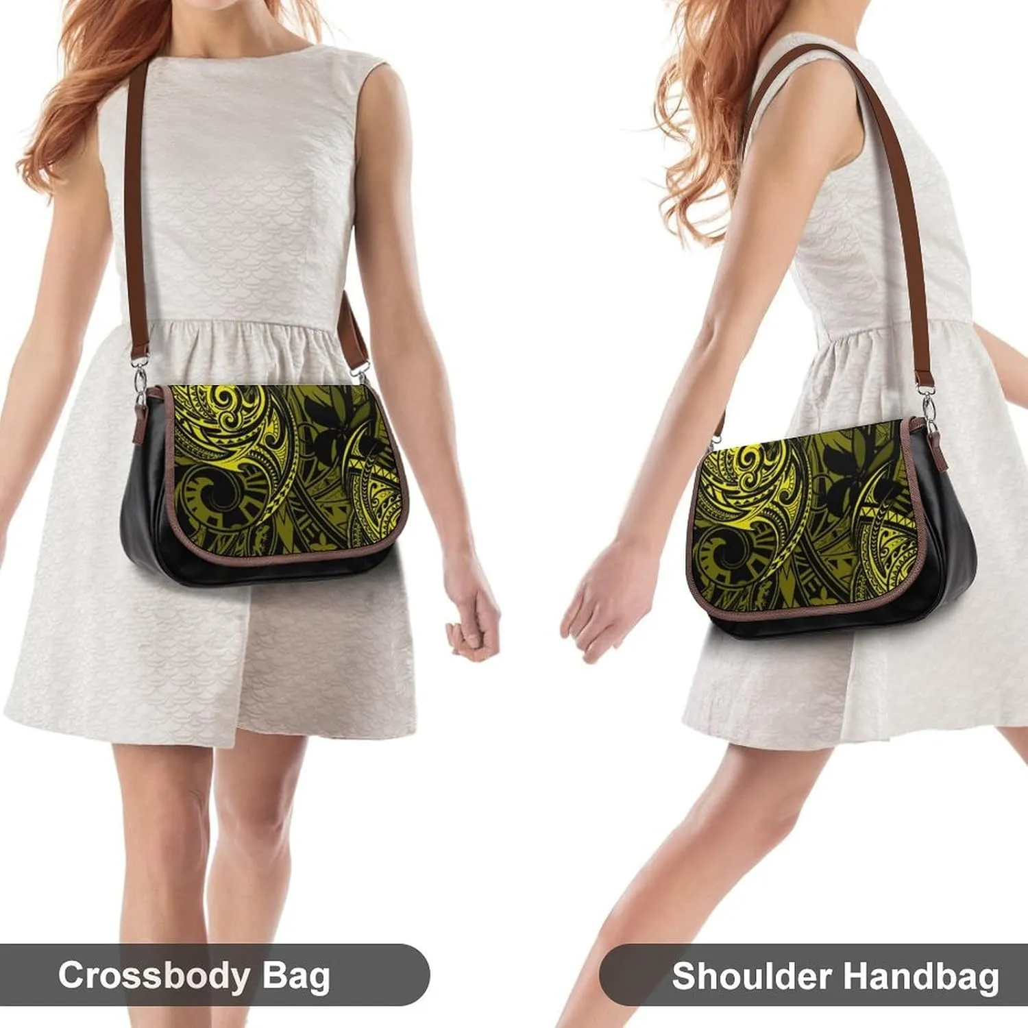 A Polynesian Patterned Floral Print Custom-Made Crossbody Bag For Women, A Versatile Bag For Work And Travel