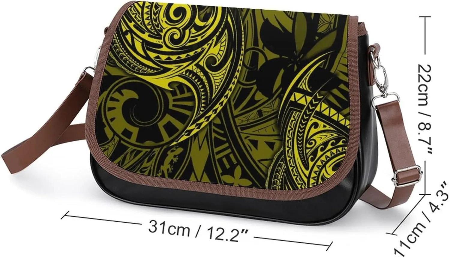 A Polynesian Patterned Floral Print Custom-Made Crossbody Bag For Women, A Versatile Bag For Work And Travel