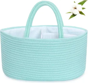 ABenkle Diaper Caddy Organizer, Boho Rustic Cotton Rope Nursery Baby Basket, Changing Table Organizer for Baby Diaper Storage and Baby Shower