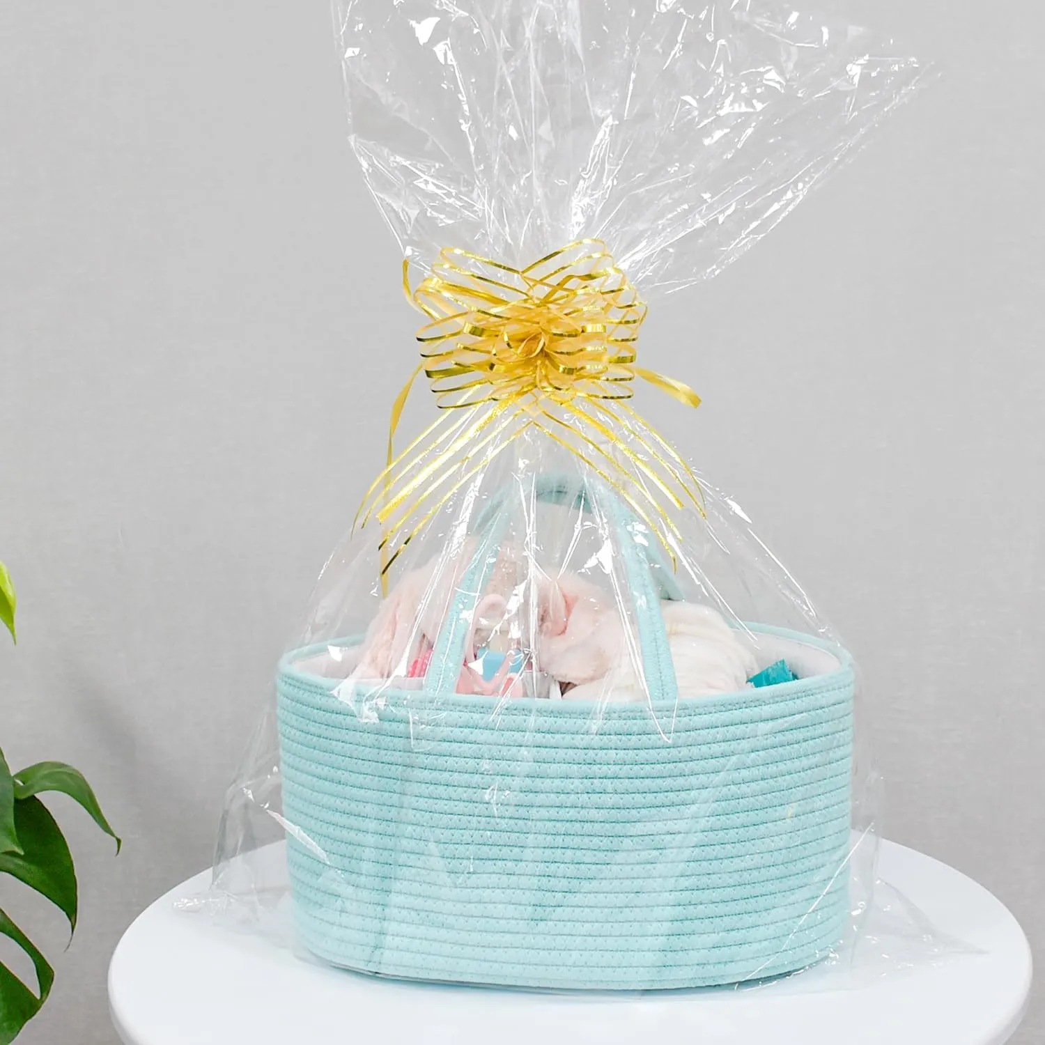 ABenkle Diaper Caddy Organizer, Boho Rustic Cotton Rope Nursery Baby Basket, Changing Table Organizer for Baby Diaper Storage and Baby Shower