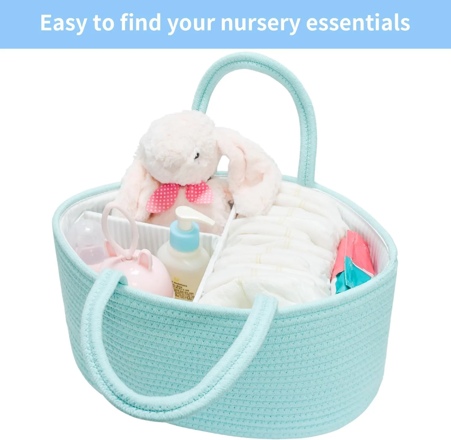 ABenkle Diaper Caddy Organizer, Boho Rustic Cotton Rope Nursery Baby Basket, Changing Table Organizer for Baby Diaper Storage and Baby Shower