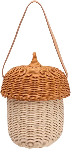 Acorn Shaped Bag Acorn Basket Rattan Storage Basket Hand Woven Decorative Bag (Large Handbag)