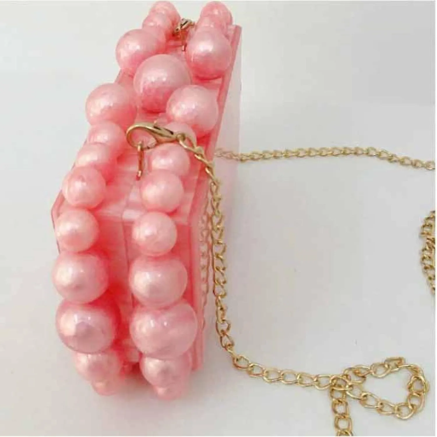 Acrylic Evening Handbag Pearl Women's Clutch Shoulder Bag Crossbody Bag Square Box Wedding Cocktail Party Prom