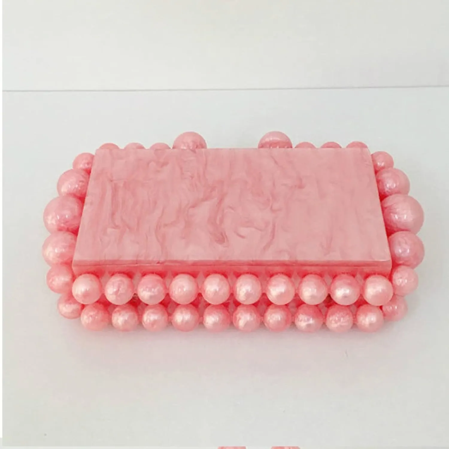 Acrylic Evening Handbag Pearl Women's Clutch Shoulder Bag Crossbody Bag Square Box Wedding Cocktail Party Prom