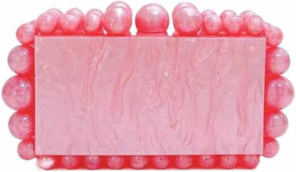 Acrylic Evening Handbag Pearl Women's Clutch Shoulder Bag Crossbody Bag Square Box Wedding Cocktail Party Prom