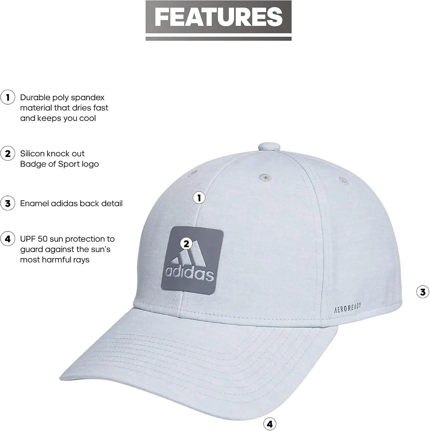 adidas Men's Heathered Structured Stretch Fit Hat