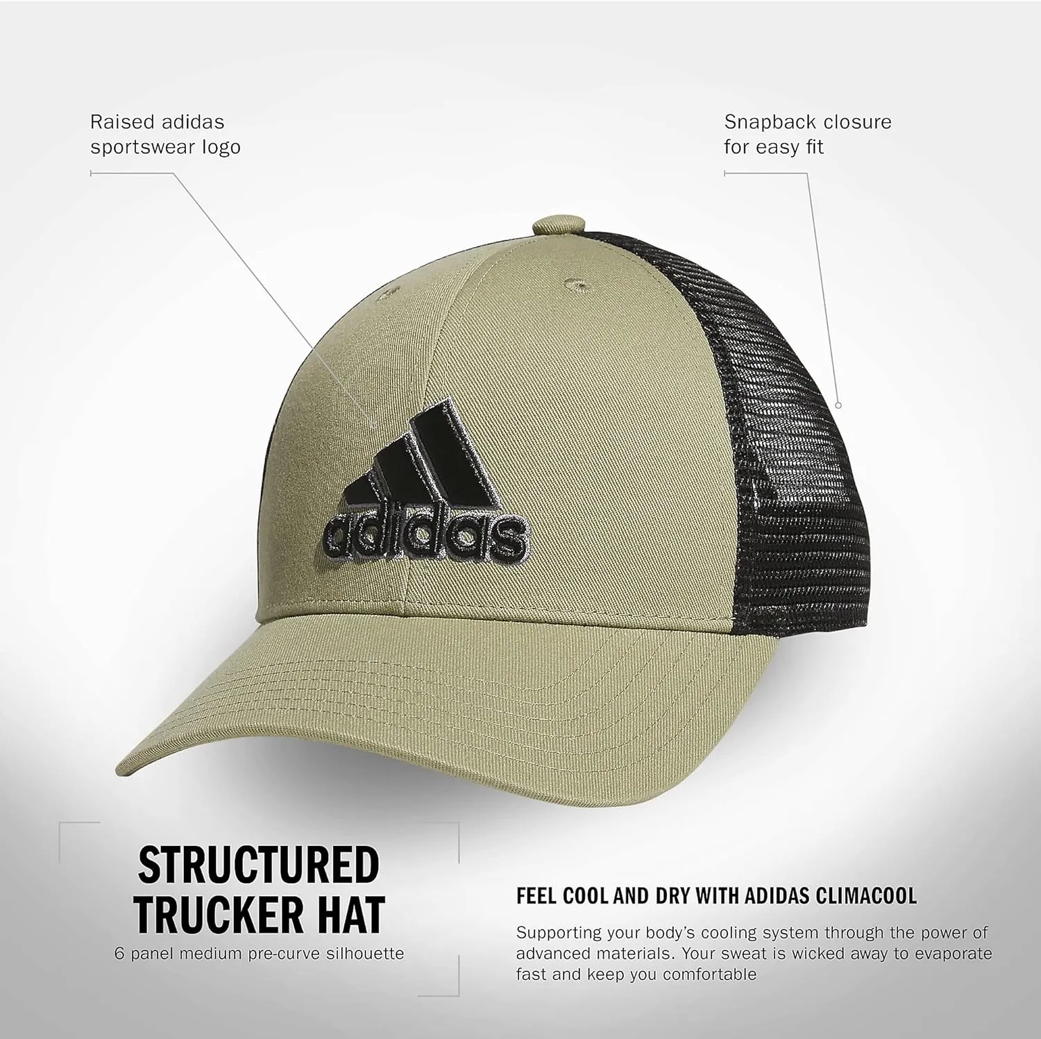 adidas Men's Mesh Back Structured Low Crown Adjustable Fit Snapback Hat