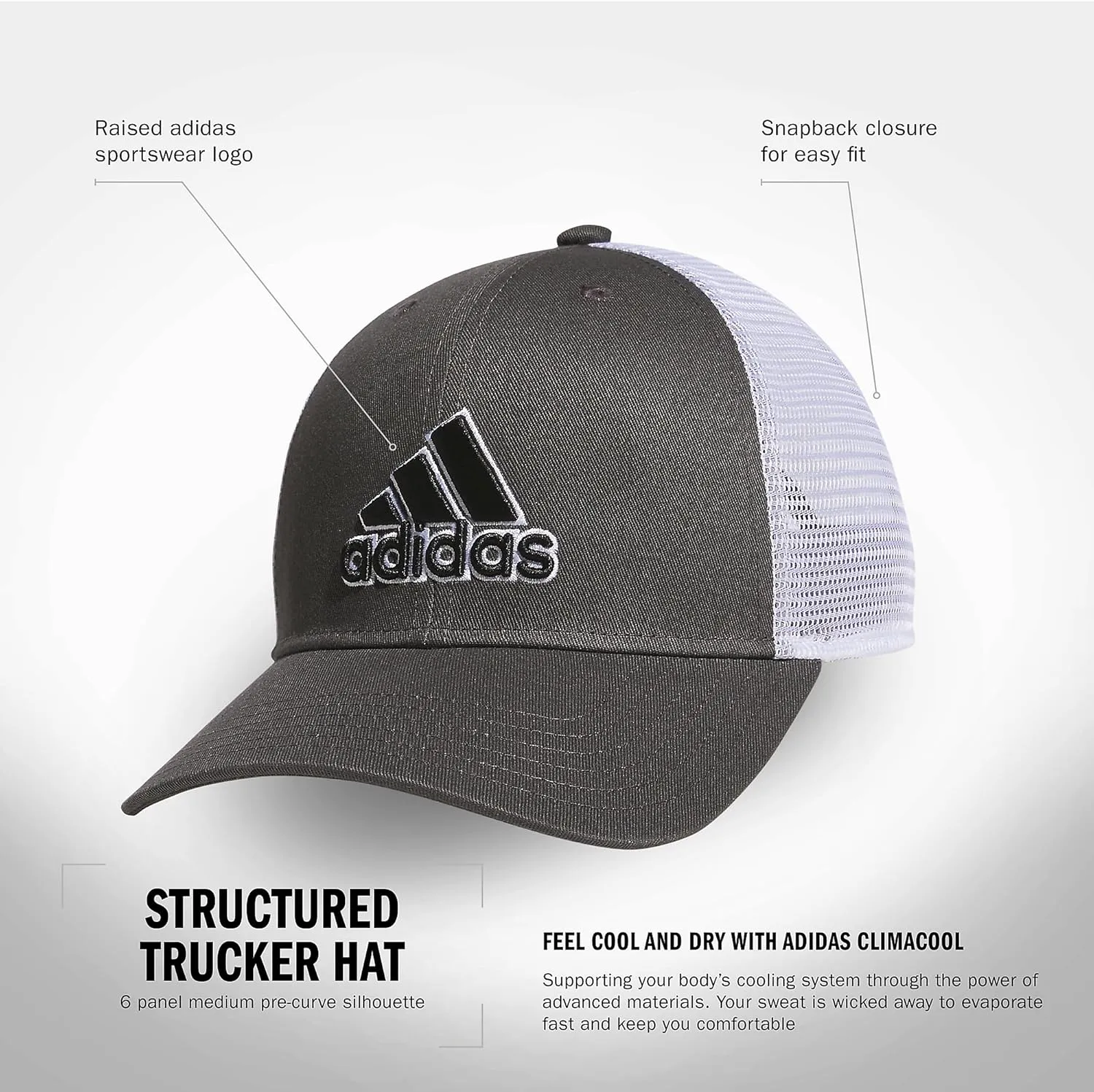 adidas Men's Mesh Back Structured Low Crown Adjustable Fit Snapback Hat