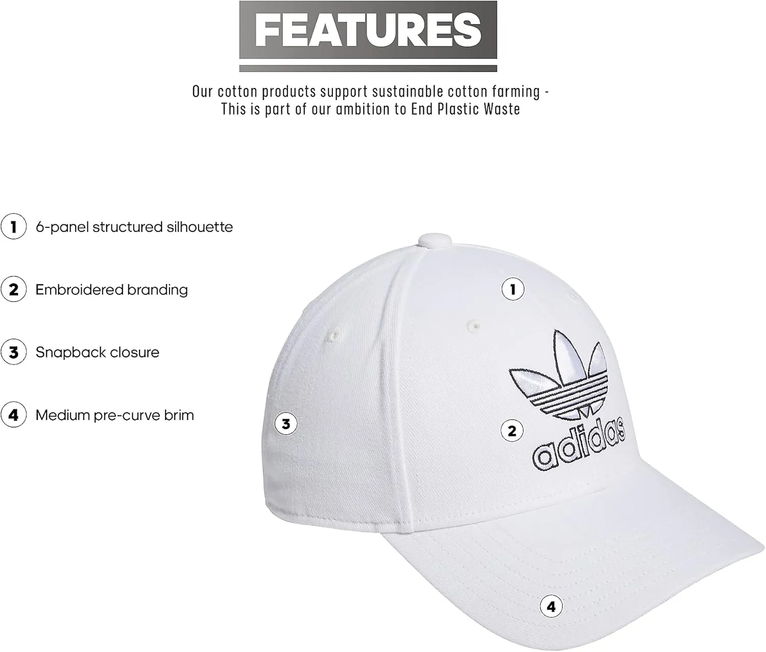 adidas Originals Men's Icon 2.0 Structured Precurve Snapback Cap