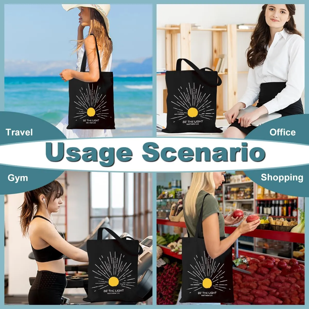 Aesthetic Tote Bag Funny Nature Lovers Weekender Bag Music Lover Reusable Grocery Bags for Travel Vacation Christmas