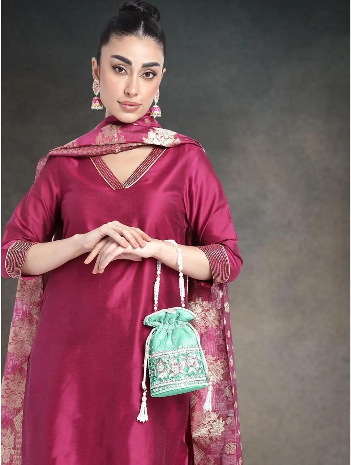 Aheli Potli Purses Gift for Women Handmade Evening Handbag Stylish Bridal Fashion Wristlet Bag Women