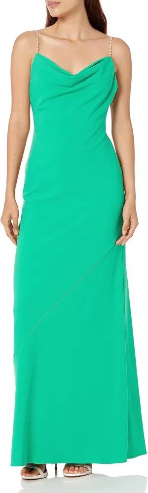 Aidan Mattox Women's Knit Crepe Cowl Neck Gown