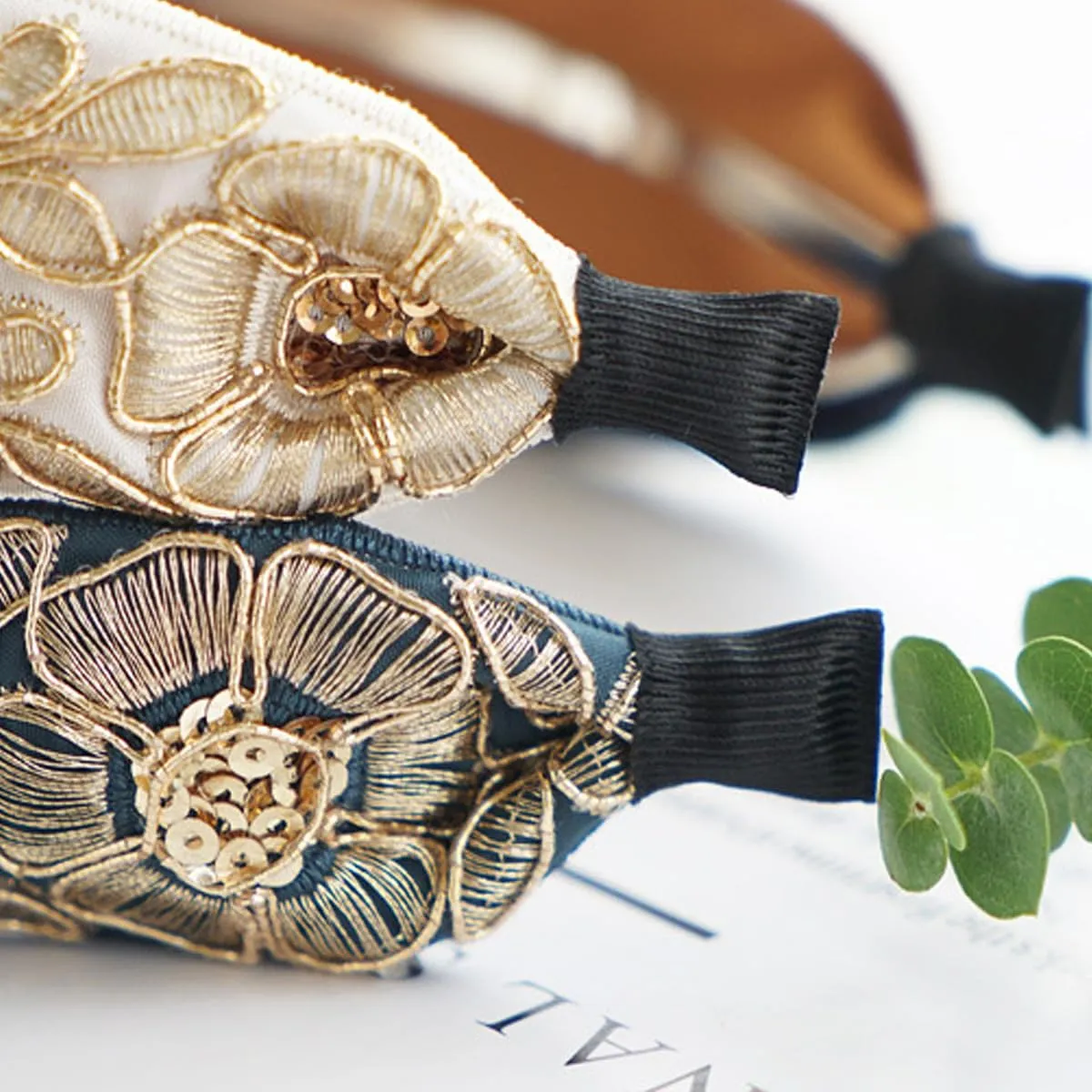 AK Beauty Satin Boho Headbands French Retro Style Satin Embroidery Fabric Knot Hairband Fashion Hair Accessories