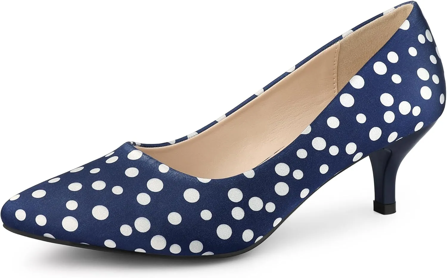 Allegra K Women's Pointed Toe Polka Dots Kitten Heels Pumps
