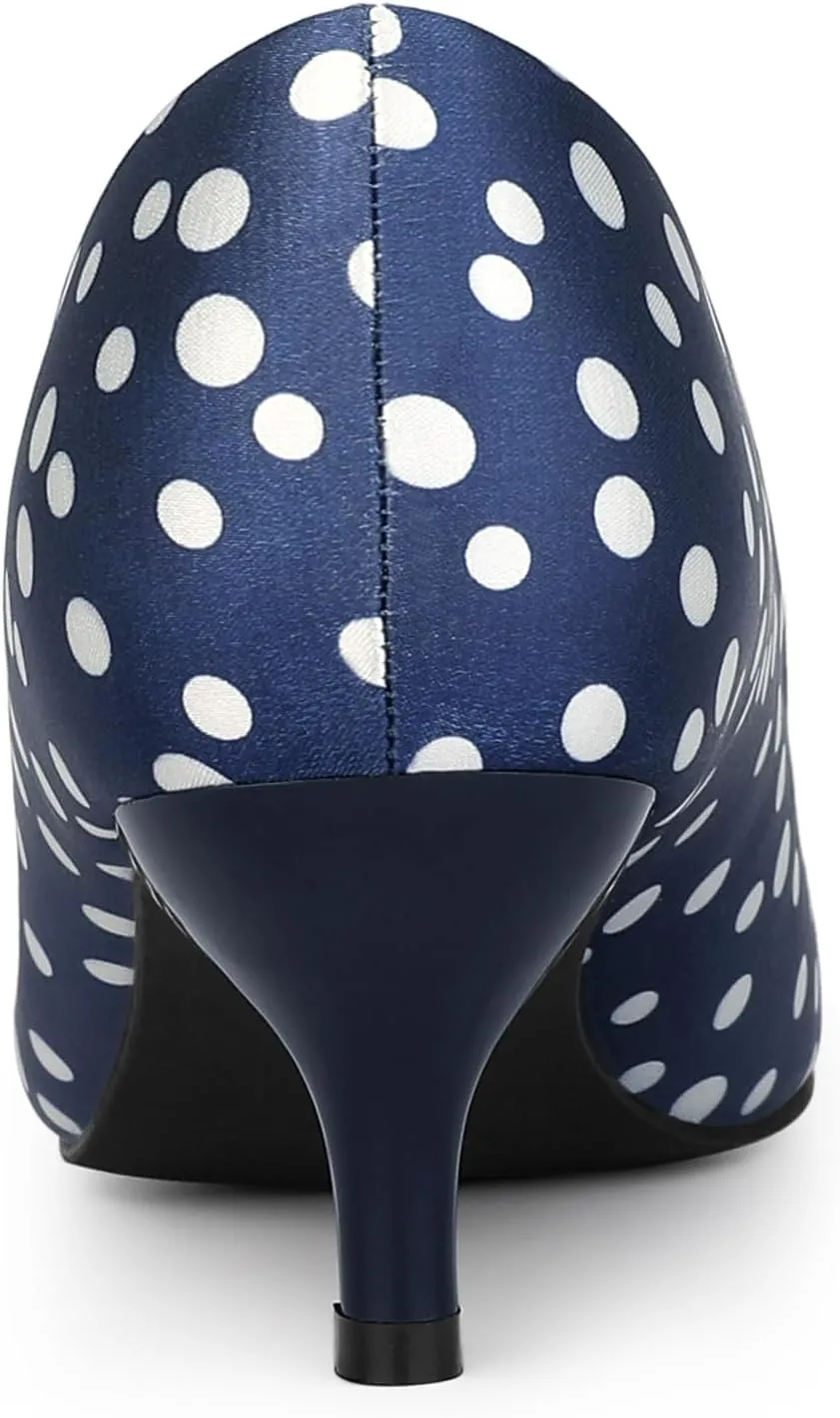 Allegra K Women's Pointed Toe Polka Dots Kitten Heels Pumps
