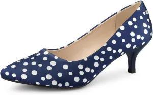 Allegra K Women's Pointed Toe Polka Dots Kitten Heels Pumps