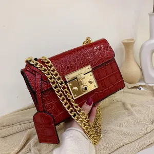 alligator handbag designer ladies hand bags 2020 new retro small crocodile pu leather shoulder messenger bags women chains sac