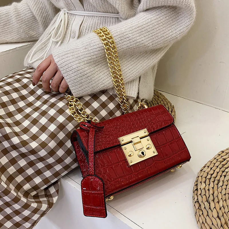 alligator handbag designer ladies hand bags 2020 new retro small crocodile pu leather shoulder messenger bags women chains sac