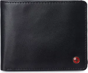 Alpine Swiss Mens Nolan Bifold Commuter Wallet Cowhide Leather RFID Safe Comes in a Gift Box