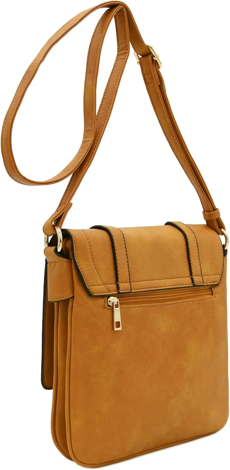 ALYSSA Double Compartment Large Flapover Crossbody Bag