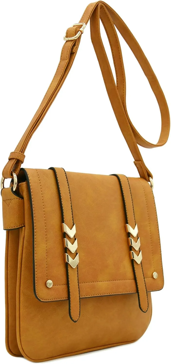 ALYSSA Double Compartment Large Flapover Crossbody Bag