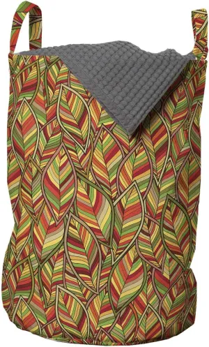 Ambesonne Leaves Laundry Bag, Autumn Faded Leafage Foliage Forest Fall Woods Botanical Tree Shady Ecology Theme, Hamper Basket with Handles Drawstring Closure for Laundromats, 13" x 19", Multicolor