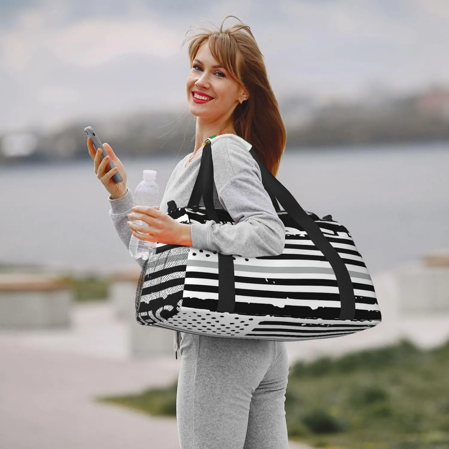 American Flag Travel Duffel Bag Large Foldable Waterproof Overnight Bag For Beach Swim Bags Pool Sports Gym