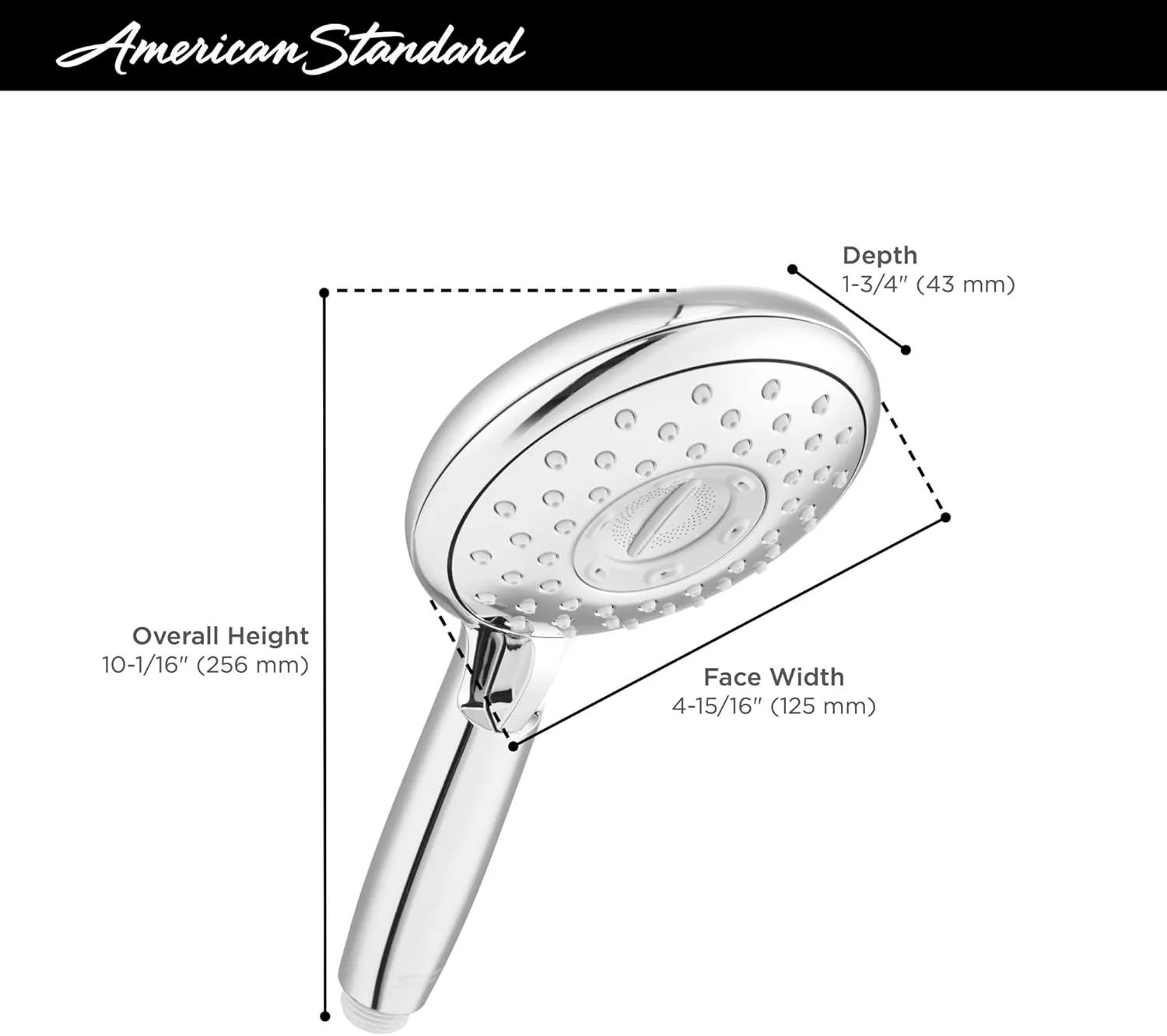 American Standard 9038154.002 Spectra 4-Function Handheld Shower Head 5-inch 1.8 GPM, Polished Chrome