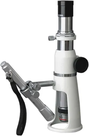 AmScope H2510 Handheld Stand Measuring Microscope, 20x/50x/100x Magnification, 17mm Field of View, Includes Pen Light