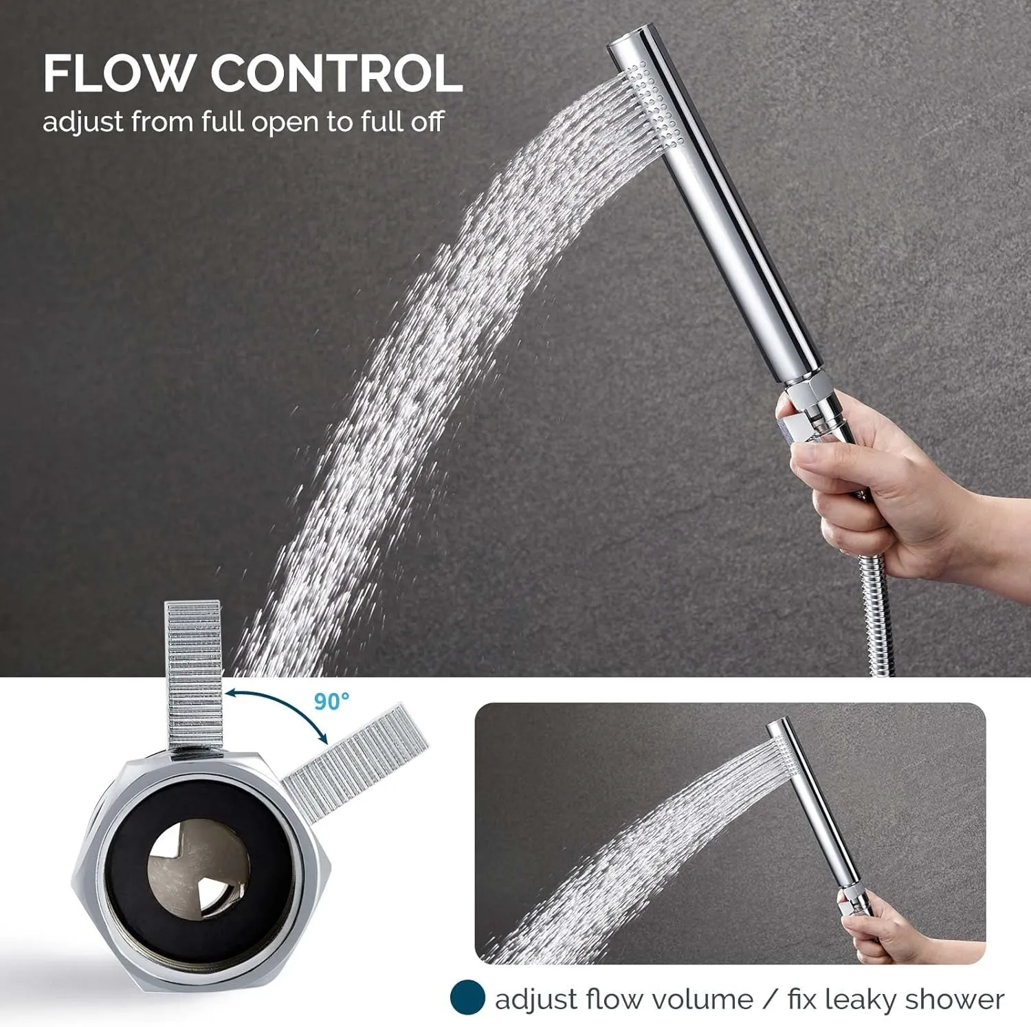 Angle Simple Shower Flow Water Valve, Brass Shut Off Valve for Hand Shower, RV Hose Flow Restrictor, Chrome