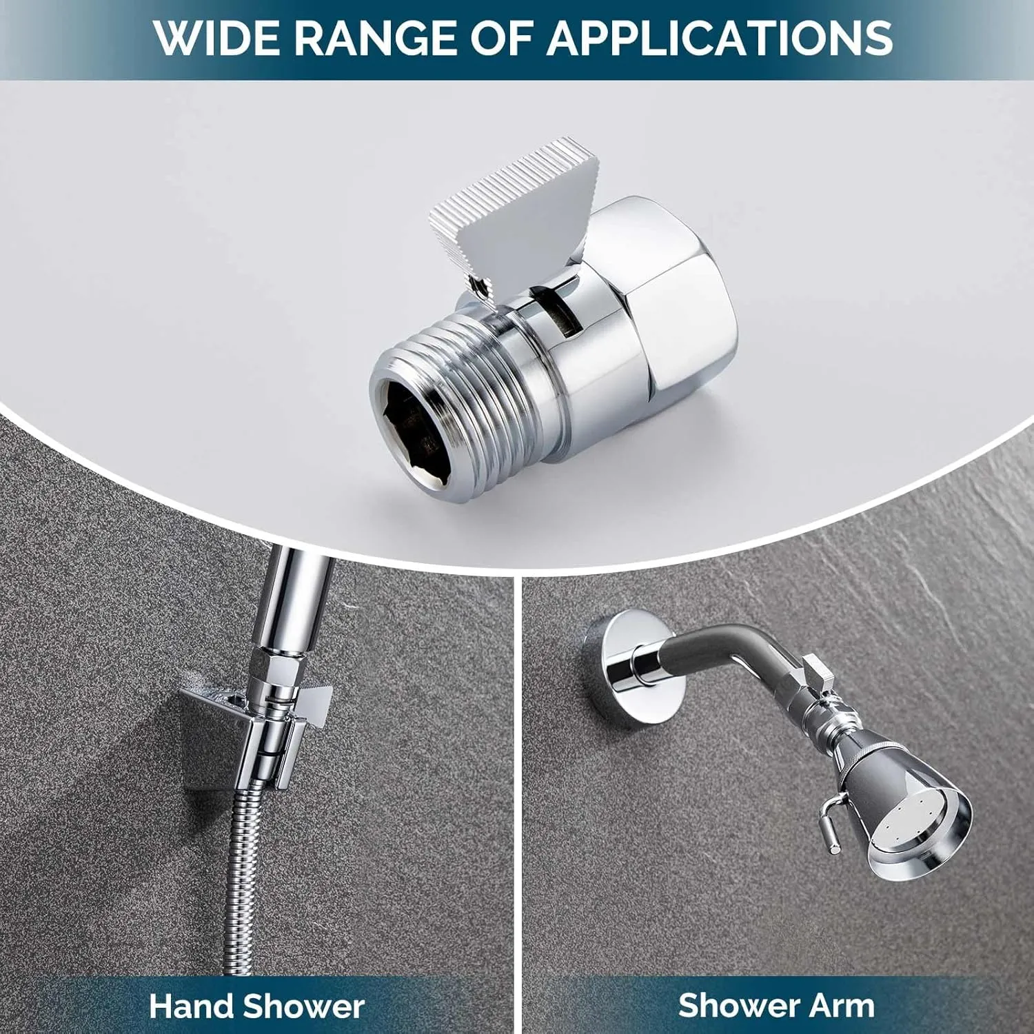 Angle Simple Shower Flow Water Valve, Brass Shut Off Valve for Hand Shower, RV Hose Flow Restrictor, Chrome