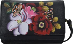 Anna by Anuschka Flap Crossbody, Dreamy Blossoms Black