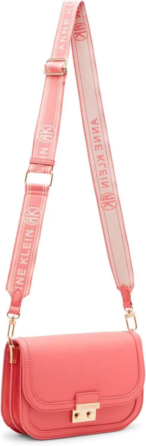 Anne Klein Medium Flap Crossbody with Push Lock and Web Strap