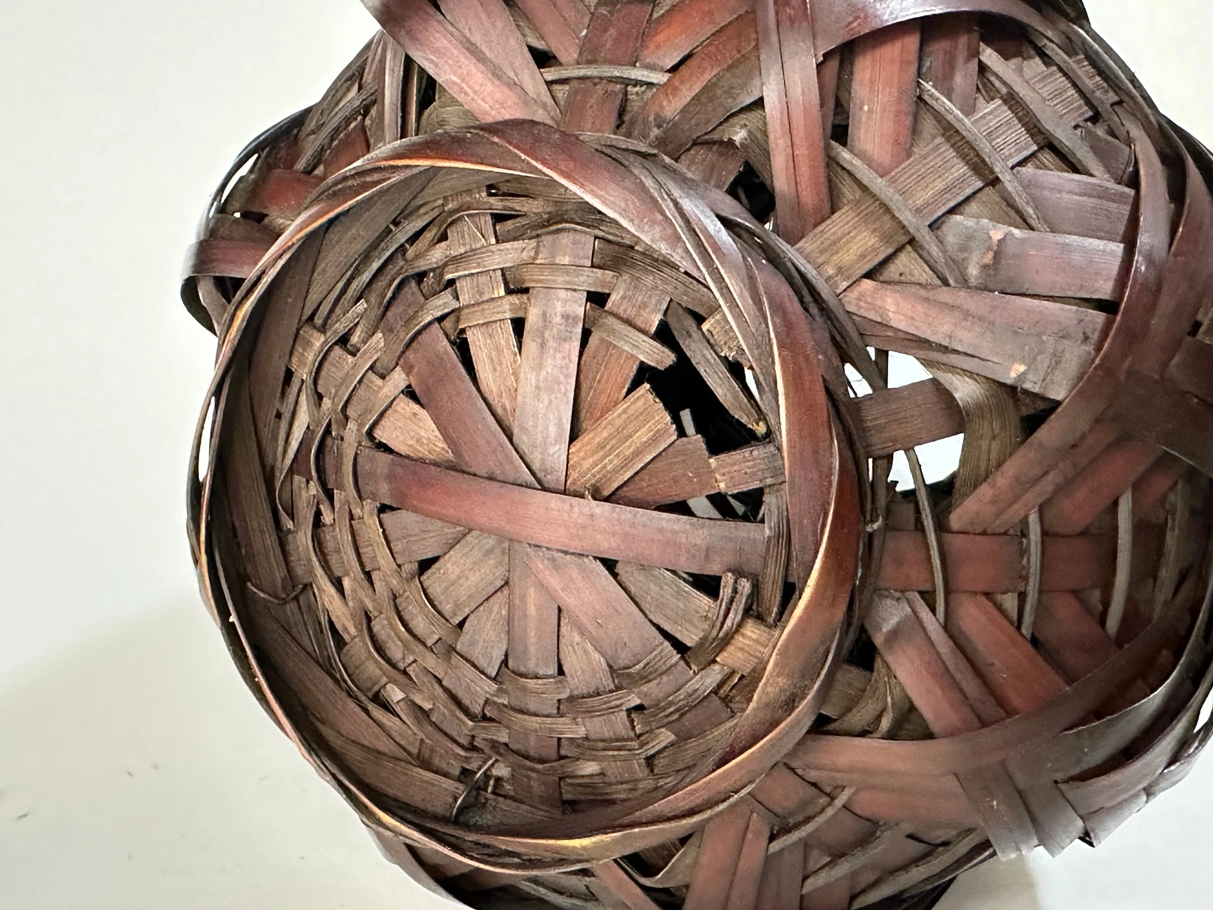 Antique Japanese Bamboo Kago Ikebana Basket 10"H