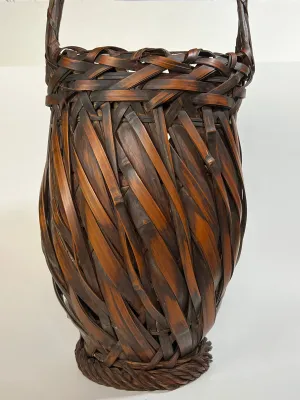 Antique Japanese Taisho Era c1920's Bamboo Kago Ikebana Basket 17"H