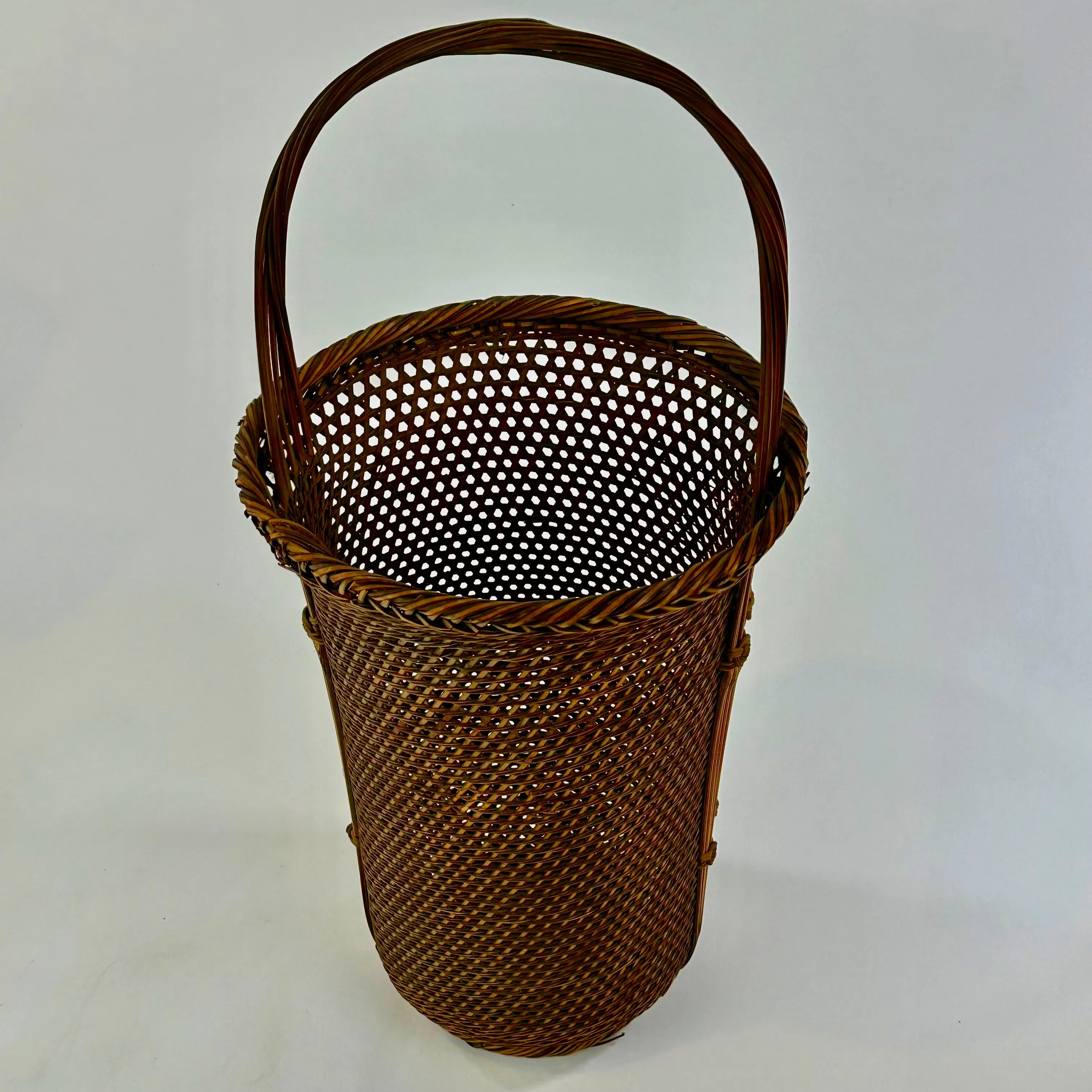 Antique Japanese Taisho Era c1920's Signed Bamboo Kago Ikebana Basket 16"