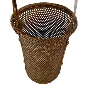 Antique Japanese Taisho Era c1920's Signed Bamboo Kago Ikebana Basket 16"