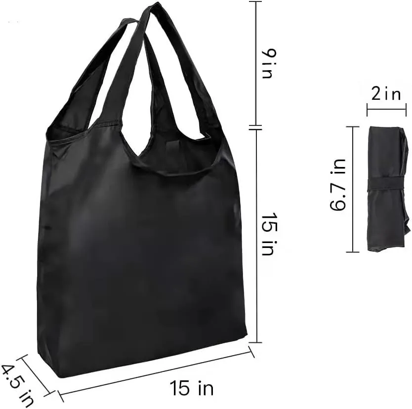 Aricsen 10 Pack Durable Colorful Folding Reusable Grocery Bags Handles Bulk Strong, Recycle Shopping Foldable Lightweight Kitchen Large Washable Pocket Nylon, Polyester Color Cloth Fabric