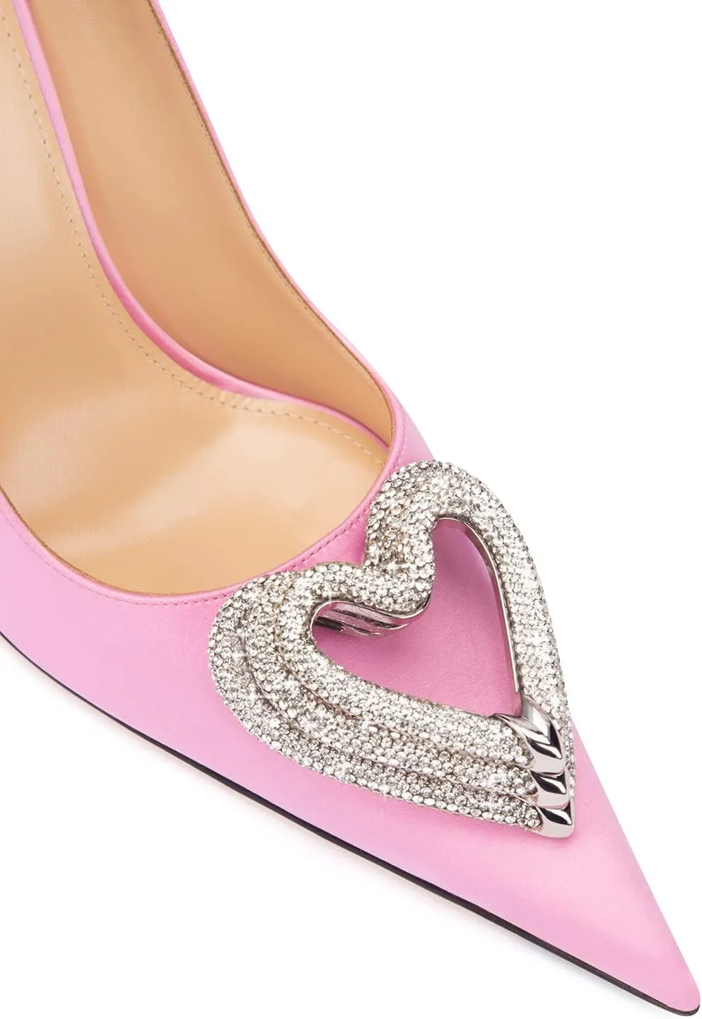Arqa Women's Triple Heart Pumps Rhinestone Dressy Stiletto Heel Wedding Bride High Heels