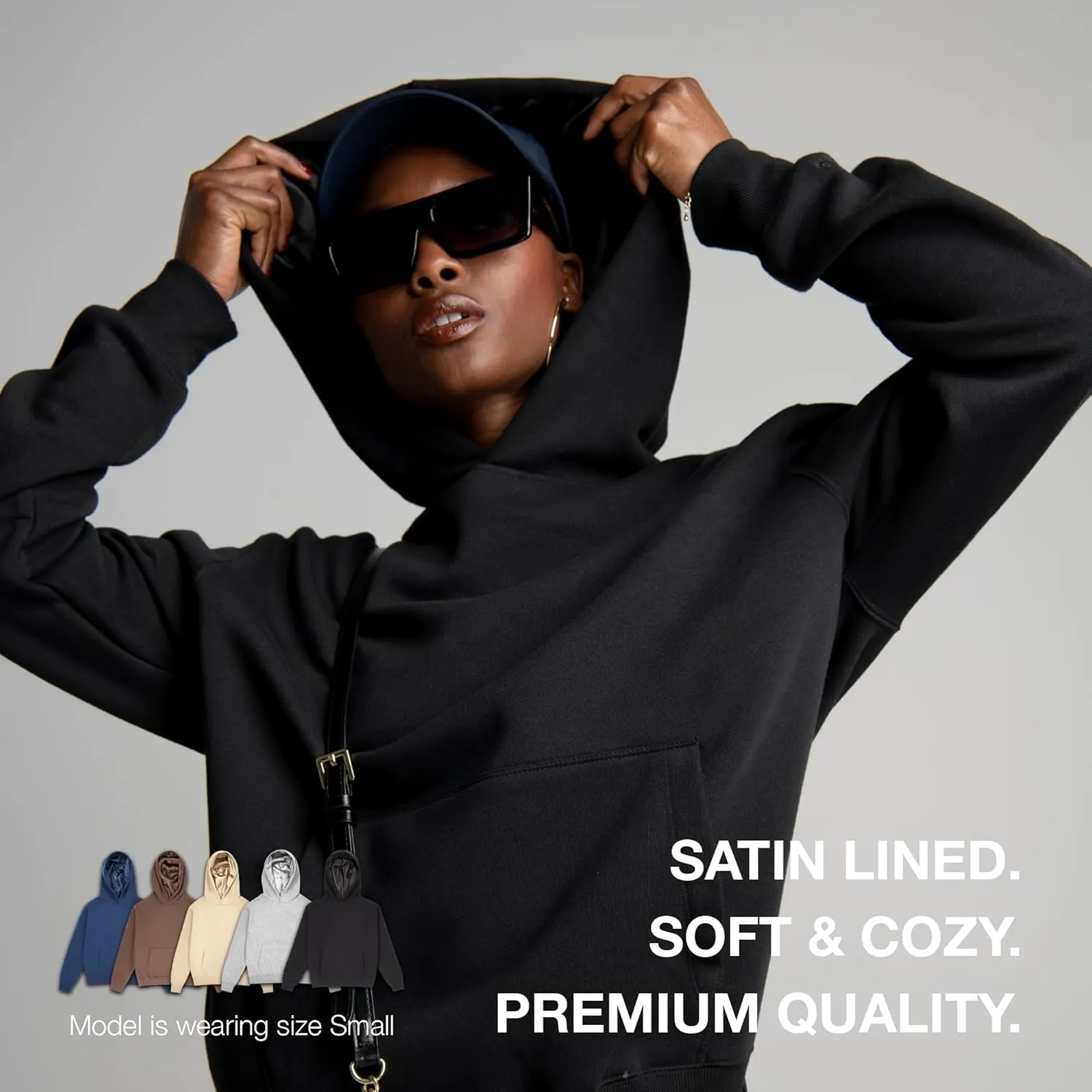 ARRIA Satin Lined Hoodie – Oversized Hood for Frizz Free Hair, Premium Fabric, Women’s Fashion, Fall Winter Spring Essential