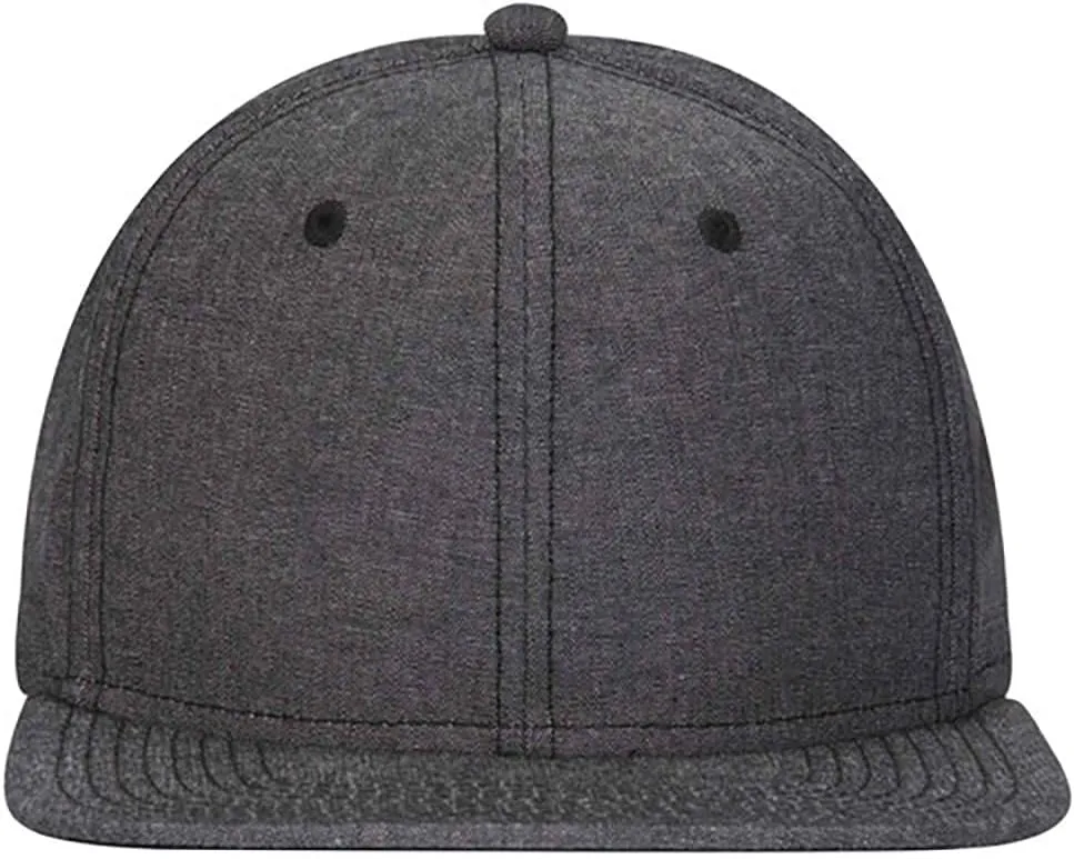 Ashen Fane 6 Panel Structured Mid Profile Flat Bill Adjustable Snapback Hat
